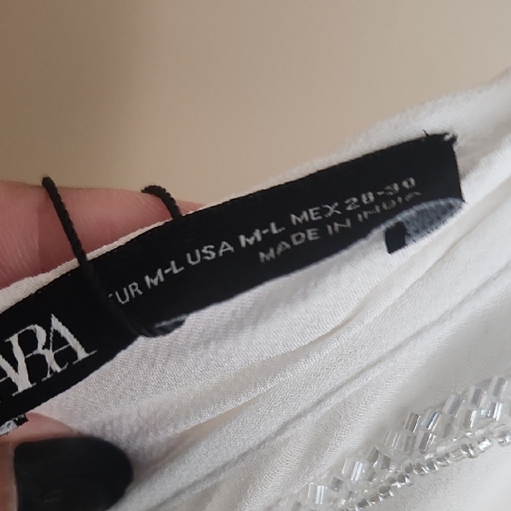 Zara White Dress with Silver Embroidery - Picture 3 of 10